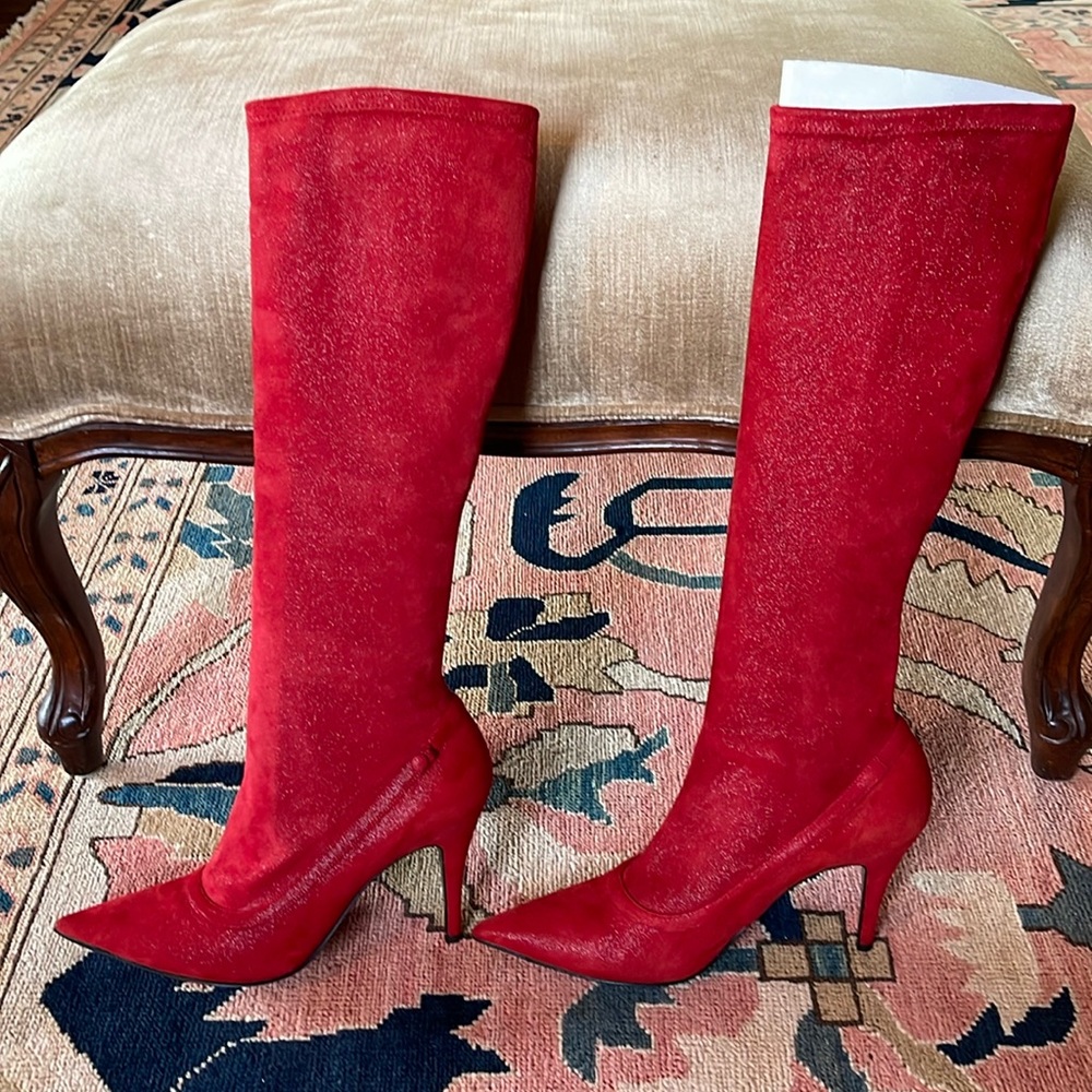 Bruno Magli red suede boots